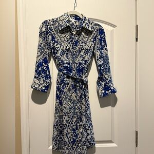 Blue Multicolor kaleidoscope Cabi s long sleeve button up dress